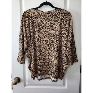 Cha Cha Vente Vintage Women's Animal Print Blouse‎ 3/4 Dolman Sleeve Size  XL